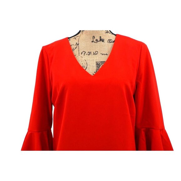 Catherine Dress Women 4 Red Midi Flutter Long Sleeve Lined Zipper Party‎ Festive - Picture 3 of 10